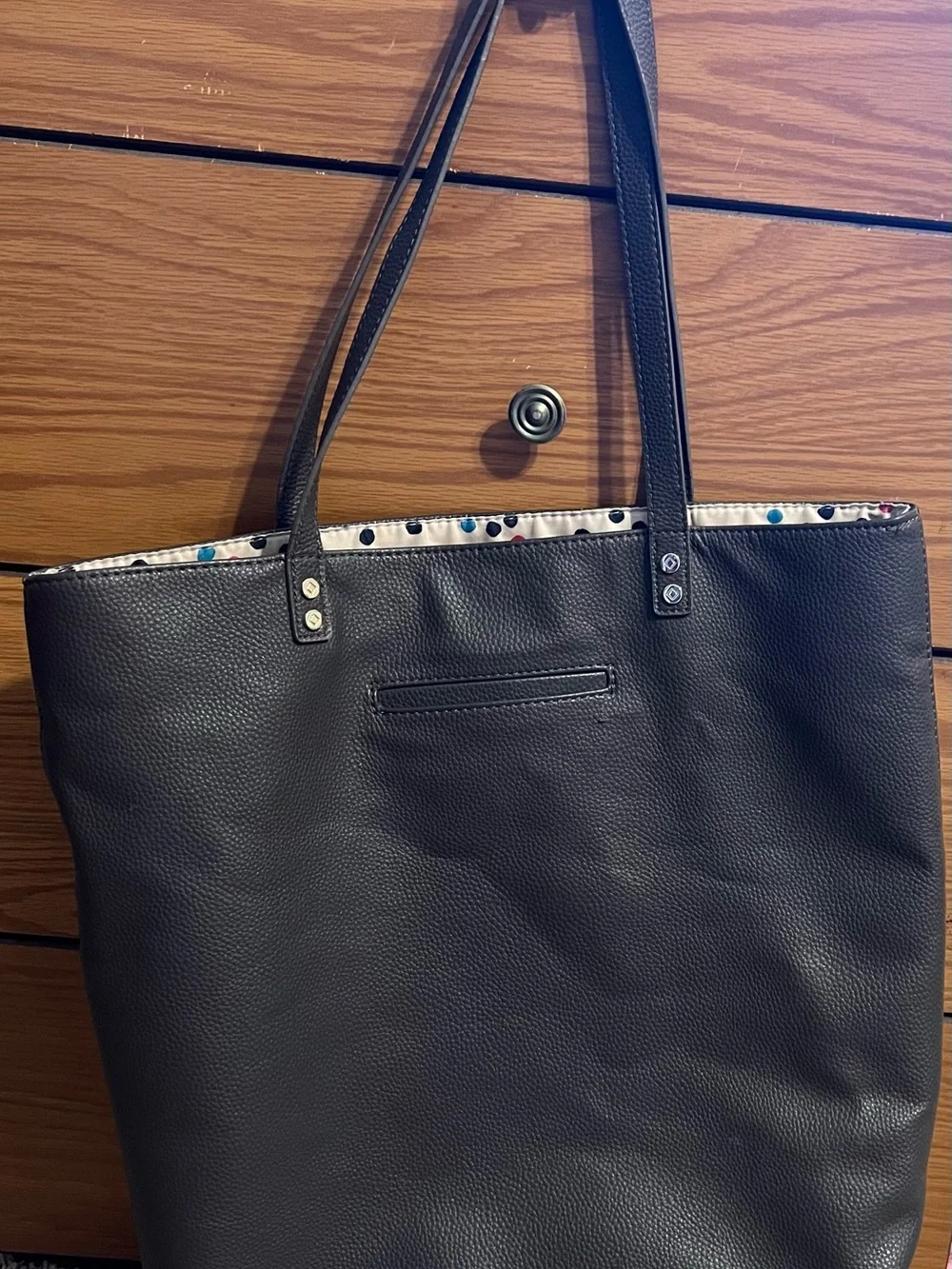 thirty-one Black Tote with Colorful Polka-Dot Trim